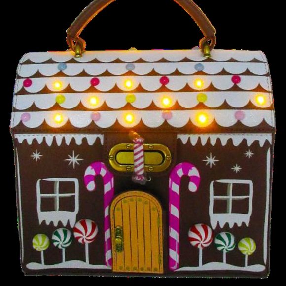 Betsey Johnson Handbags - Betsey Johnson Kitsch Gingerbread House LED's Light Up Medium Crossbody Bag NWT